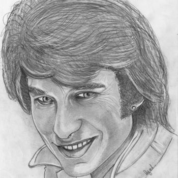 Drawing titled "Johnny Hallyday" by Eric Schroedel, Original Artwork, Graphite