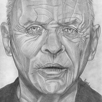 Dessin intitulée "Anthony Hopkins" par Eric Schroedel, Œuvre d'art originale, Graphite