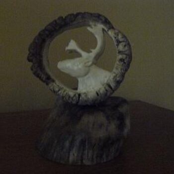 Sculpture intitulée "Tête de caribou" par Lynda Poirier, Œuvre d'art originale