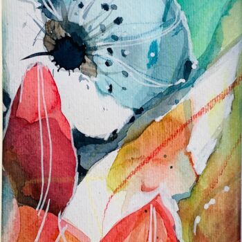 Painting titled "Abstrakte Blumen" by Lyndwoorm, Original Artwork, Watercolor