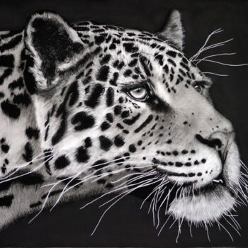 Drawing titled "Stalking Jaguar" by Lynton Bolton, Original Artwork, Charcoal
