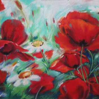 제목이 "Poppies and chamomi…"인 미술작품 Lyudmila Chupina로, 원작, 파스텔