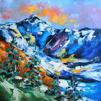 Pintura titulada "Mountain landscape.…" por Lyudmila Knyazeva, Obra de arte original, Oleo