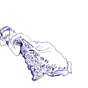 Drawing titled "une petite sieste" by Lolobubu, Original Artwork, Ballpoint pen