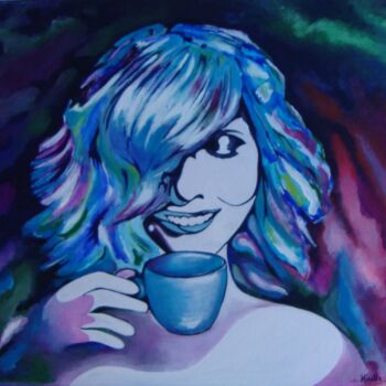 Painting titled "Coffee" by M.D-Agostino, Original Artwork, Acrylic Mounted on Wood Stretcher frame