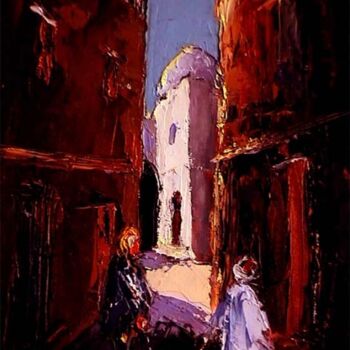 Peinture intitulée "Ruelle au sud 1" par M'Hamed Saci, Œuvre d'art originale