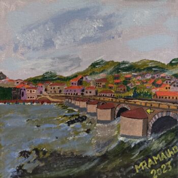 Pintura intitulada "Ponte Sampaio" por M Ramalho, Obras de arte originais, Acrílico Montado em Armação em madeira