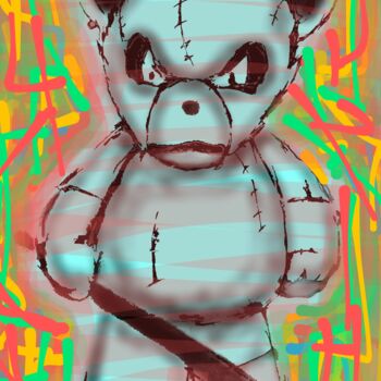 Pintura titulada "teddy punk" por Maak Bran, Obra de arte original, Acuarela
