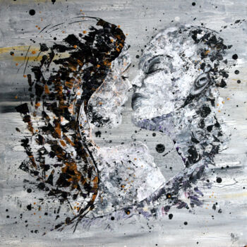 Pintura titulada "Etude pour un baiser" por Mab Carratier, Obra de arte original, Acrílico Montado en Bastidor de camilla de…