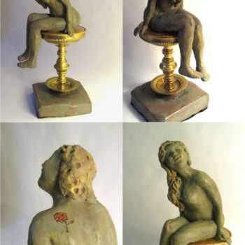 Sculpture titled "Lilou-Rose" by Mabé, Original Artwork, Terra cotta