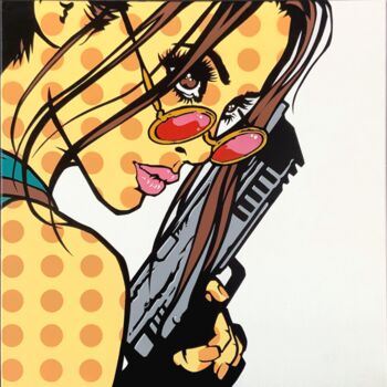 Painting titled "Raider" by Mach-One, Original Artwork, Spray paint Mounted on Wood Stretcher frame