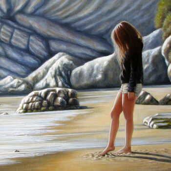 Peinture intitulée "Girl on the beach" par Rauf Janibekov, Œuvre d'art originale, Huile