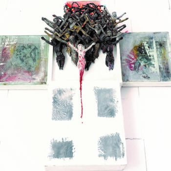 Malarstwo zatytułowany „Commercial Crucifix” autorstwa Jan Pruski, Oryginalna praca, Akryl