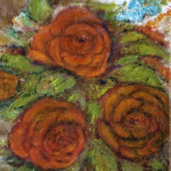Ζωγραφική με τίτλο "Bouquet roses rouges" από Maclade, Αυθεντικά έργα τέχνης, Λάδι