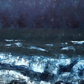 Painting titled "Nacht zee" by Madeleine Van Drunen, Original Artwork, Oil