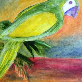 Pintura titulada "Perroquet tropical" por Madeleine Gendron, Obra de arte original, Oleo