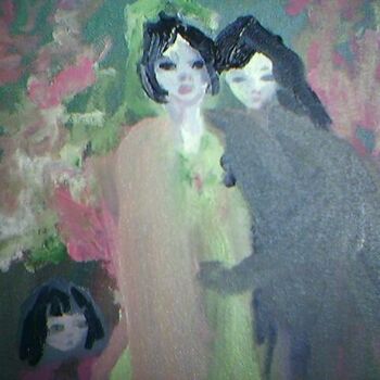 Pintura titulada "Petite famille chin…" por Madeleine Gendron, Obra de arte original, Oleo