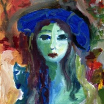 Malerei mit dem Titel "Hermine bleue. Copy…" von Madeleine Gendron, Original-Kunstwerk, Öl