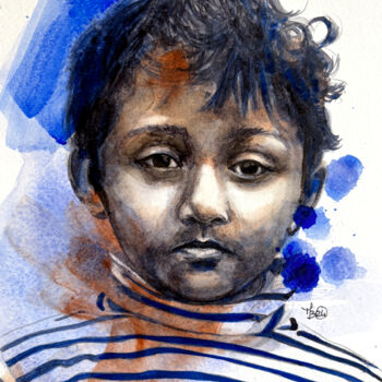 Peinture intitulée "Reza" par Madeline Berger (MadB), Œuvre d'art originale, Aquarelle