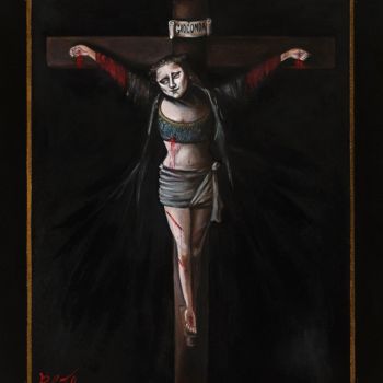 Painting titled "Crocifissione della…" by Raffaele Ciotola, Original Artwork, Oil