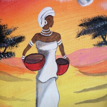 Ζωγραφική με τίτλο "Culture africaine" από Maeva Combe, Αυθεντικά έργα τέχνης, Ακρυλικό