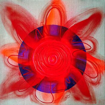 Картина под названием "Energy Center - Root" - Mag Blue, Подлинное произведение искусства, Акрил Установлен на Деревянная ра…