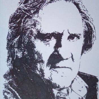 Desenho intitulada "Gerard Depardieu" por Mag Et Stef Gransagne (Mag et Stef - Les Quatre Mains), Obras de arte originais, M…