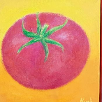 Schilderij getiteld "Pastèque Tomate Cit…" door Magali Augris, Origineel Kunstwerk, Acryl Gemonteerd op Frame voor houten br…