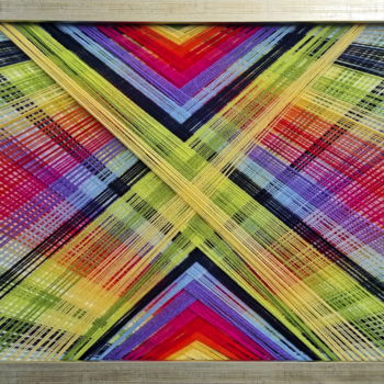 Art textile intitulée "ColourX" par Magdalena Kulawik, Œuvre d'art originale, String Art Monté sur Panneau de bois
