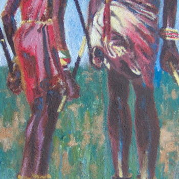 Pintura intitulada "Danza Masai 2" por Magda Carella, Obras de arte originais, Óleo