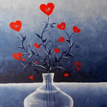 Pintura intitulada "Il cuore e la foglia" por Magda Carella, Obras de arte originais, Outro