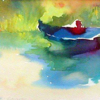 Peinture intitulée "green boat" par Magdalena Gintowt-Juchniewicz, Œuvre d'art originale, Aquarelle