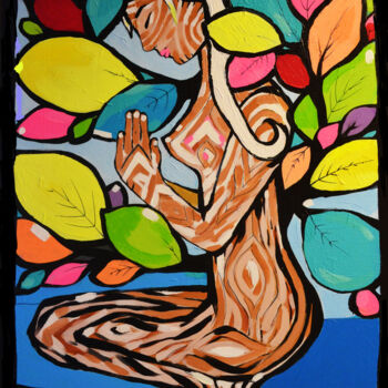 Painting titled "Tree Woman" by Magdalena Macniallais, Original Artwork, Acrylic