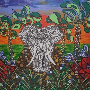 Pintura titulada "Jungle" por Maggie Peeters, Obra de arte original, Acrílico Montado en Bastidor de camilla de madera