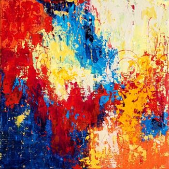 Pittura intitolato "ABSTRACT  IN  RED  1" da Maggie Romanovici, Opera d'arte originale, Acrilico Montato su Telaio per barel…