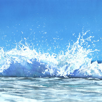 Malerei mit dem Titel "Waves and seascape…" von Svetlana Lileeva, Original-Kunstwerk, Aquarell