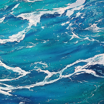 Pittura intitolato "Abstract seascape w…" da Svetlana Lileeva, Opera d'arte originale, Acquarello