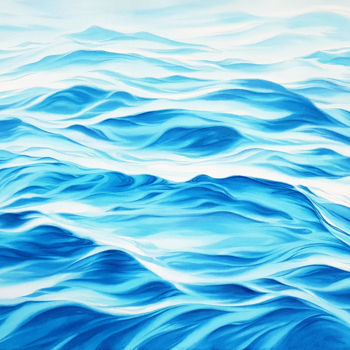 Painting titled "Seascape with blue…" by Svetlana Lileeva, Original Artwork, Watercolor