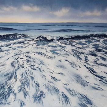 Malerei mit dem Titel "Large seascape with…" von Svetlana Lileeva, Original-Kunstwerk, Aquarell