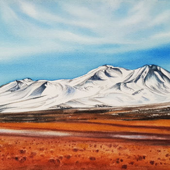 Painting titled "Mountain landscape…" by Svetlana Lileeva, Original Artwork, Watercolor