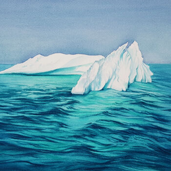 Peinture intitulée "Iceberg in Antarcti…" par Svetlana Lileeva, Œuvre d'art originale, Aquarelle