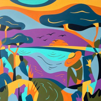 "Creek III" başlıklı Tablo Maguy Vaz (50nuancesdemarguerite) tarafından, Orijinal sanat, Akrilik Ahşap Sedye çerçevesi üzeri…