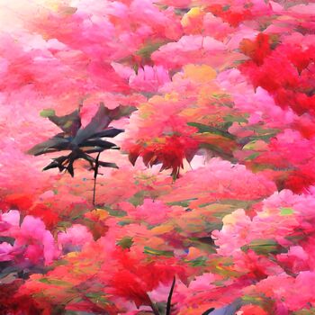 Digital Arts titled "pink leaves 3" by Mahesh Tolani, Original Artwork, Digital Painting