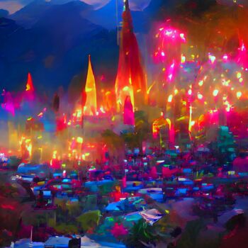 Digitale Kunst getiteld "FESTIVAL OF LIGHTS" door Mahesh Tolani, Origineel Kunstwerk, Digitaal Schilderwerk