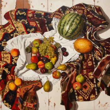 Malerei mit dem Titel "August" von Mahir Rahimov, Original-Kunstwerk, Öl Auf Keilrahmen aus Holz montiert