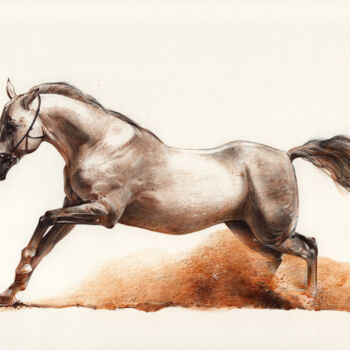 Drawing titled "Running Horse" by Daria Maier, Original Artwork, Ballpoint pen
