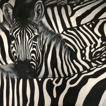 "Zebre 8 tête sorten…" başlıklı Tablo Maïlys Painting tarafından, Orijinal sanat, Akrilik Ahşap Sedye çerçevesi üzerine mont…