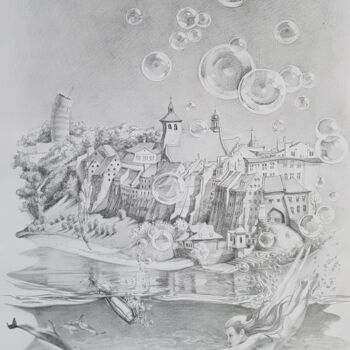 Σχέδιο με τίτλο "Anioł wspomnień. Ry…" από Maja Wolf, Αυθεντικά έργα τέχνης, Μολύβι Τοποθετήθηκε στο Ξύλινο φορείο σκελετό