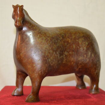 Sculpture titled "le cheval avec une…" by Majid Hamidiani, Original Artwork, Bronze