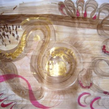Peinture intitulée "Rubans et spirales" par Majilou, Œuvre d'art originale, Huile